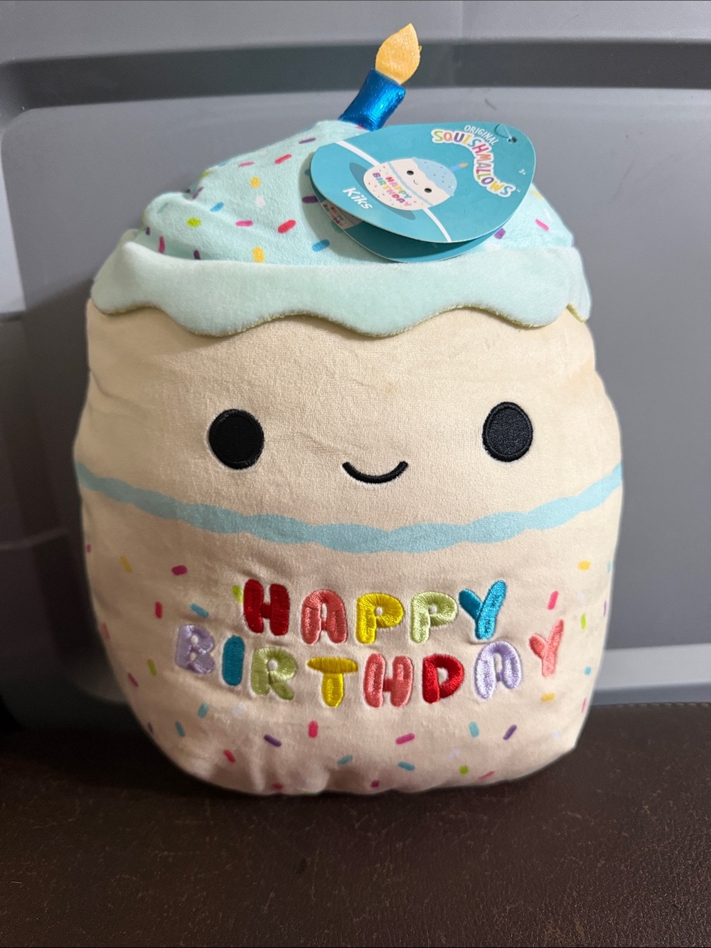 Squishmallows Happy Birthday Plush Cupcake - Light Blue & Cream